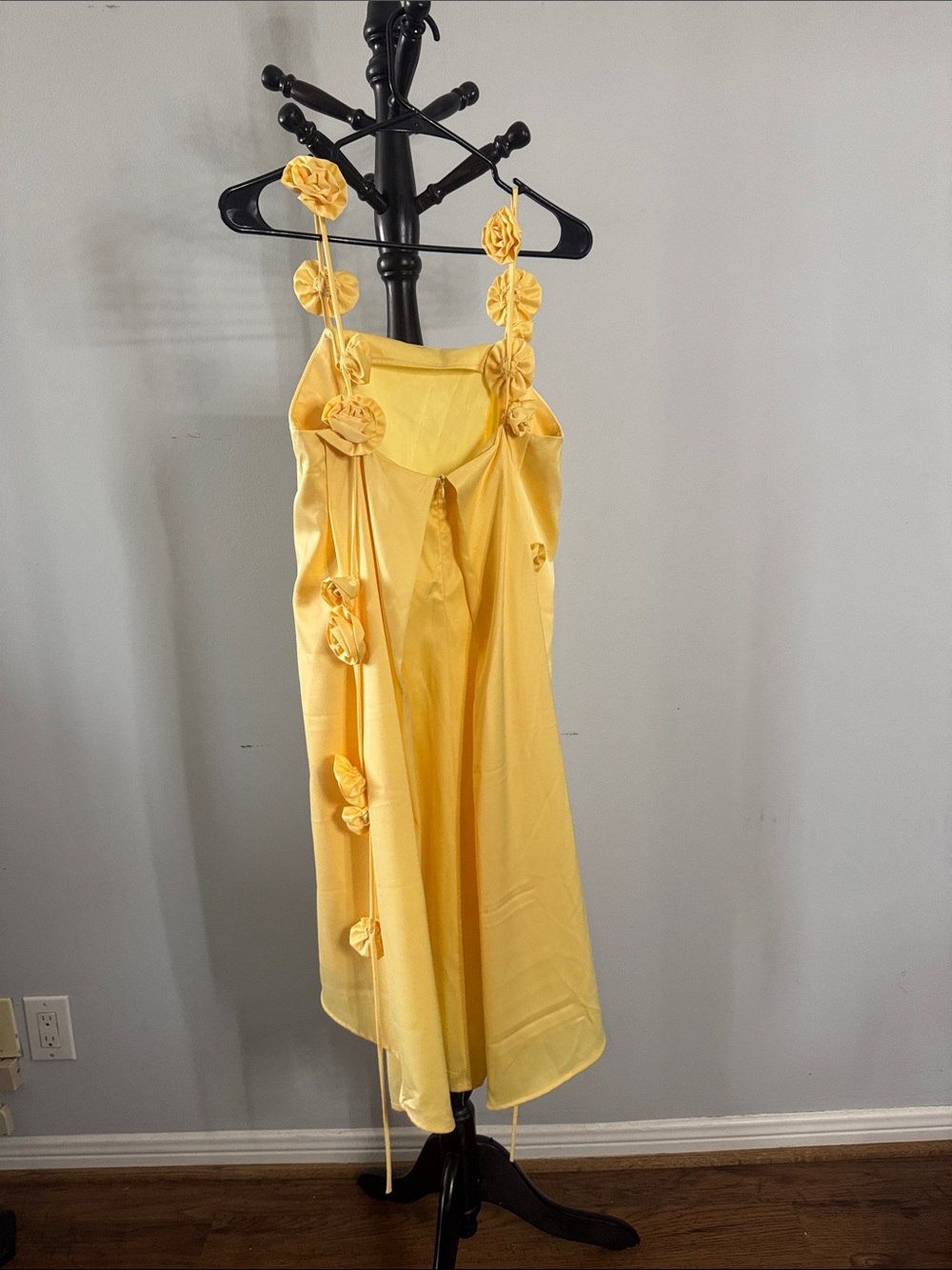 Yellow Floral-Accent Midi Dress